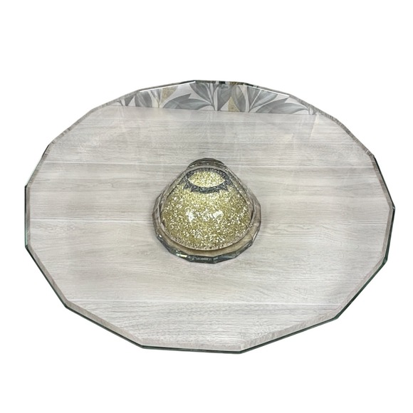 Oleg Cassini Crystal Yellow Diamond Footed Cake Stand Serving Platter 13" - Picture 3 of 11